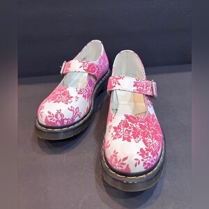 Dr. Martens Mary Jane Shoes Women’s 8 Pink White Floral Buckle Strap EU39